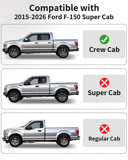 Umbrauto Custom Fit Floor Mats for Ford F150 SuperCab (Extended Cab) 2015-2025 2026 (Not for SuperCrew Cab), All Weather TPE Automotive Pickup Truck Liners for Front & Rear Row