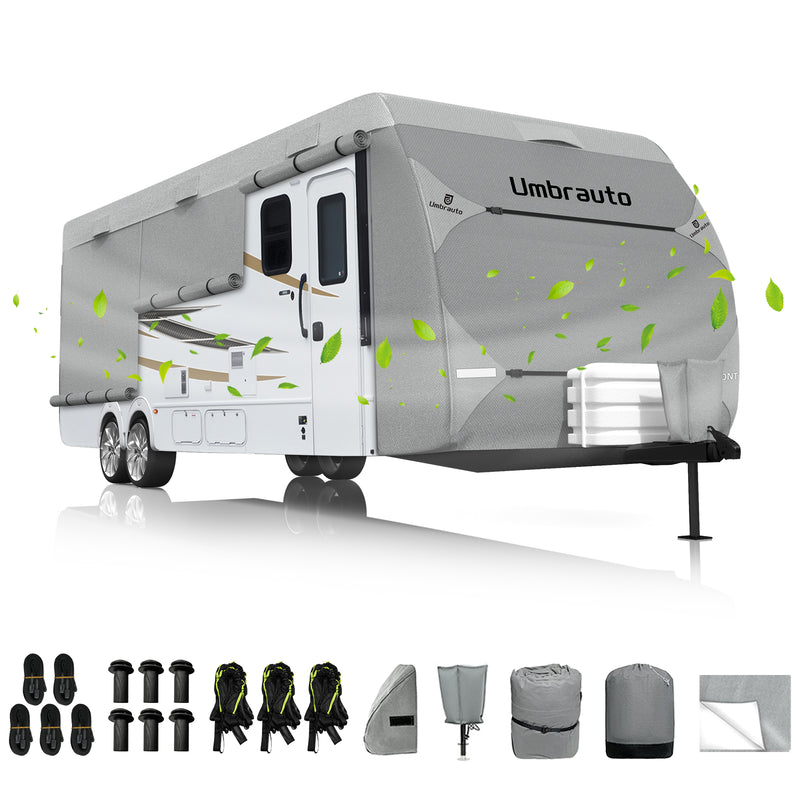 Umbrauto Bi-component Hi-tech Fabric RV Cover,Travel Trailer Cover, Waterproof Camper Cover, Toy Hauler Cover with Tongu