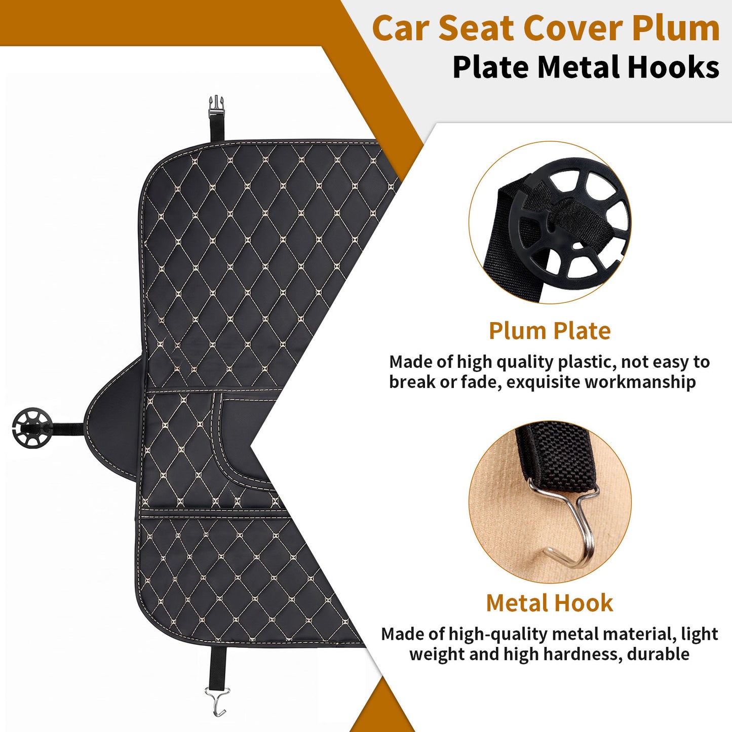 18Pcs Car Seat Cover Hooks Set, Black | 12Pcs Plastic Chucks, 6Pcs Metal Hooks, Plum Plate Locking Clip Fixed Fastener Buckle