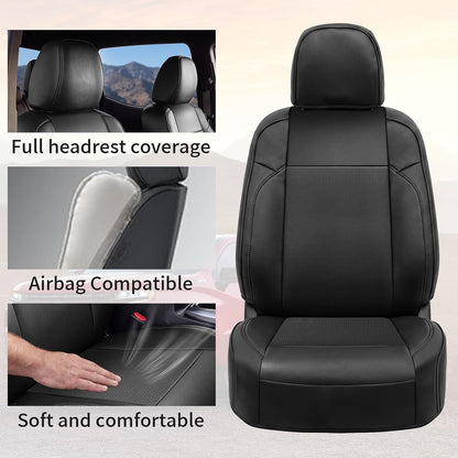 Umbrauto Seat Covers for Toyota Tacoma 2016-2023 Double & Crew Cab,Nappa Leather, 3D Laser-Scan Custom Fit, Waterproof, Easy-Clean, Full Coverage, Airbag Compatible, Pet & Scratch Protection