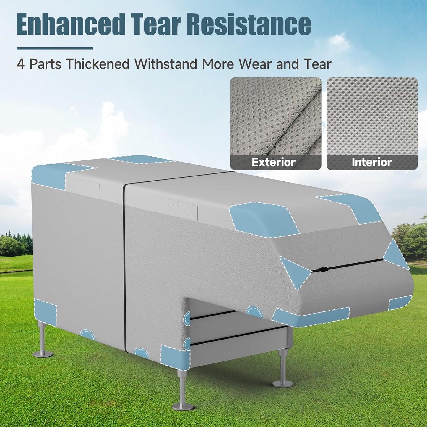 Truck Camper Cover : Slide-in Pickup Truck Trailers RV Cover, Waterproof Cabover Camper Cover, Windproof Straps, Adhesive Patch for All Seasons