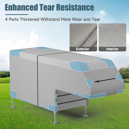 Truck Camper Cover : Slide-in Pickup Truck Trailers RV Cover, Waterproof Cabover Camper Cover, Windproof Straps, Adhesive Patch for All Seasons