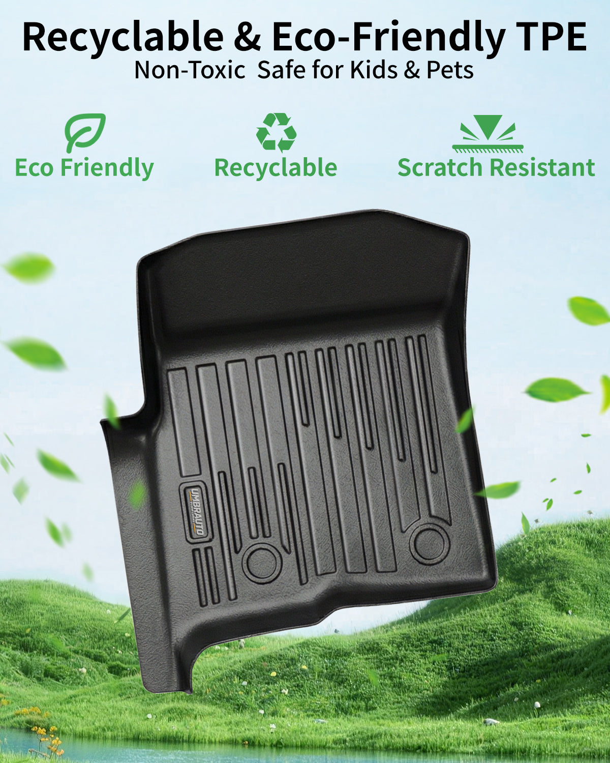 Umbrauto Custom Fit Floor Mats for Ford F150 SuperCrew 2010-2014 (Not for SuperCab or Regular Cab), All Weather TPE Pickup Truck Floor Liners for Front and Rear Row, Durable Non-Slip Automotive Mats