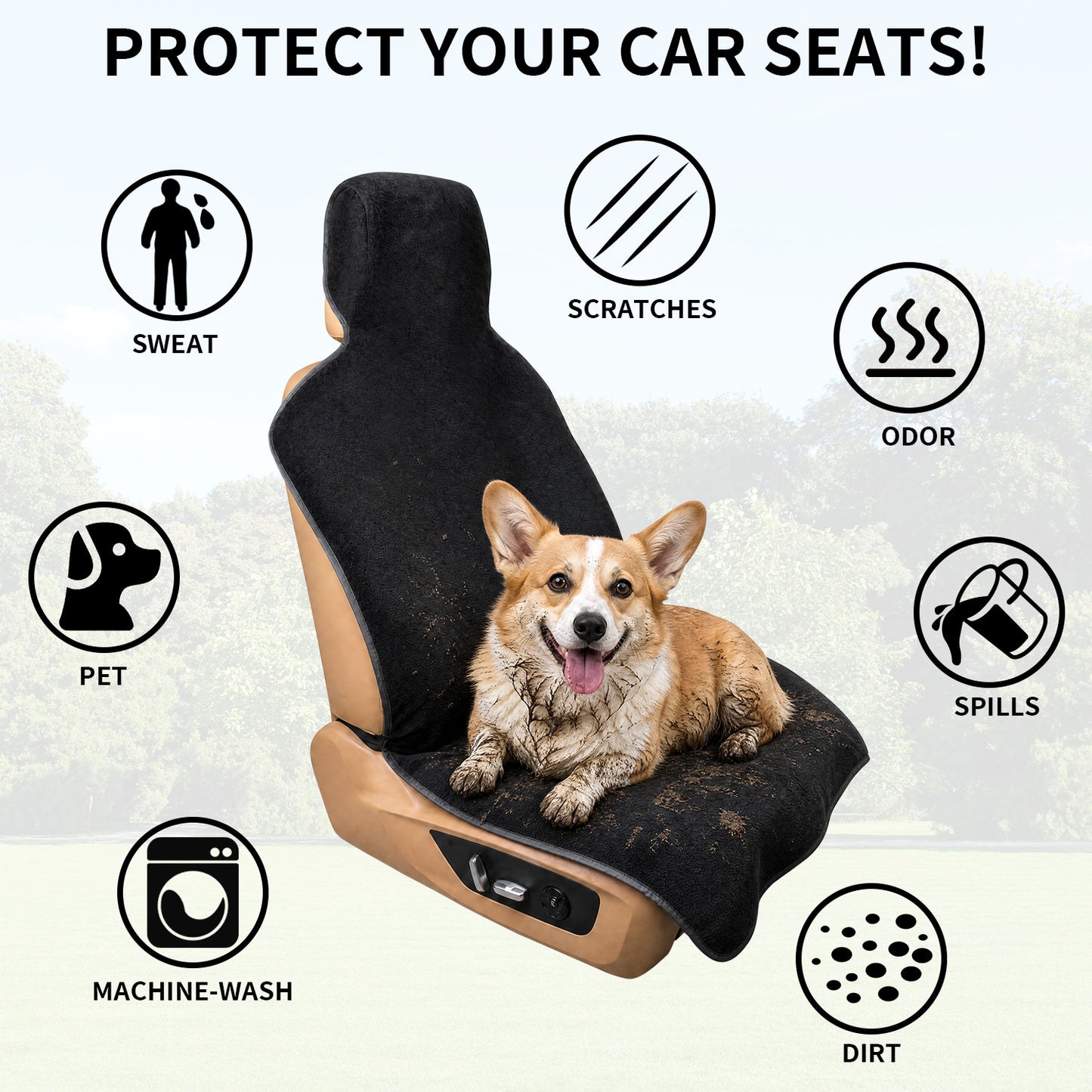 Umbrauto Car Seat Cover Towels Front Seats, Waterproof Sweat Car Seat Towel Protector After Gym Post Workout Athletic, SUV Truck Seat Towel Cover for Running Swimming Beach and Hiking