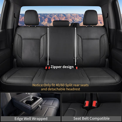 Umbrauto Custom Seat Covers for Silverado and GMC Sierra,Waterproof Nappa Leather Full Set Seatcovers for Chevy Silverado/GMC Sierra 2007-2013 & 2019-2026 1500, 2020-2026 2500HD 3500HD Crew/Double/Extended Cab