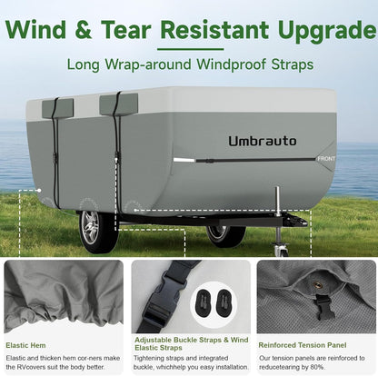 Umbrauto Pop-Up Camper Cover for High-Wall Tent Trailers— Lightweight Waterproof 7-Layer Ripstop, Breathable & Windproof