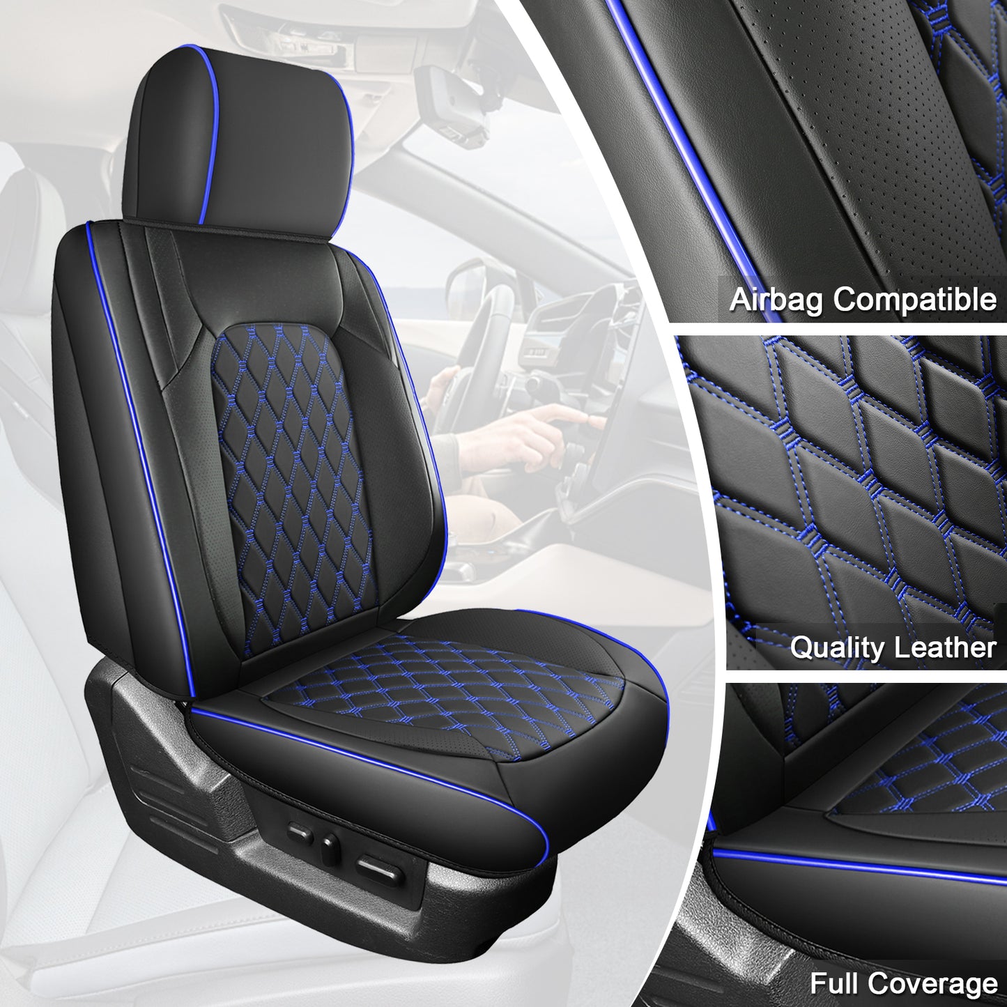 Umbrauto Truck Seat Cover Fit for Silverado and Sierra，Blue