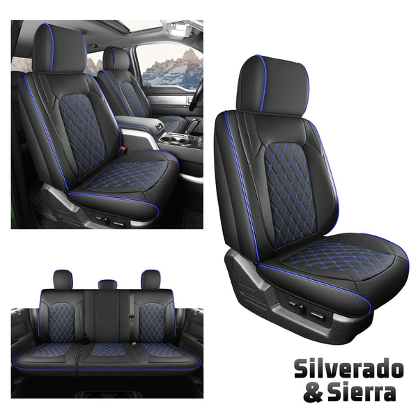 Housses de siège de camion Umbrauto compatibles avec Silverado et Sierra, bleu