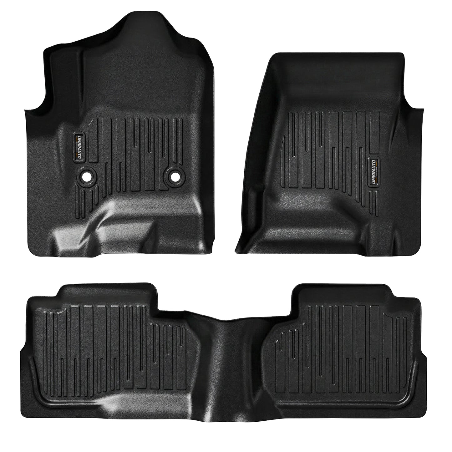 Umbrauto Custom Fit Floor Mats for Chevy Silverado/GMC Sierra Double Cab 1500 2014-2018, 2500HD/3500HD 2015-2019, All Weather TPE Truck Floor Liners for Carpet Floor, Front&Rear Row, Footwell Coverage