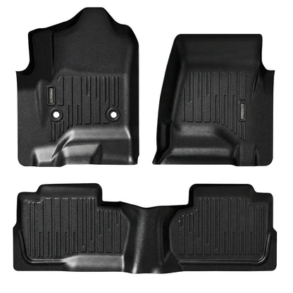 Umbrauto Custom Fit Floor Mats for Chevy Silverado/GMC Sierra Double Cab 1500 2014-2018, 2500HD/3500HD 2015-2019, All Weather TPE Truck Floor Liners for Carpet Floor, Front&Rear Row, Footwell Coverage