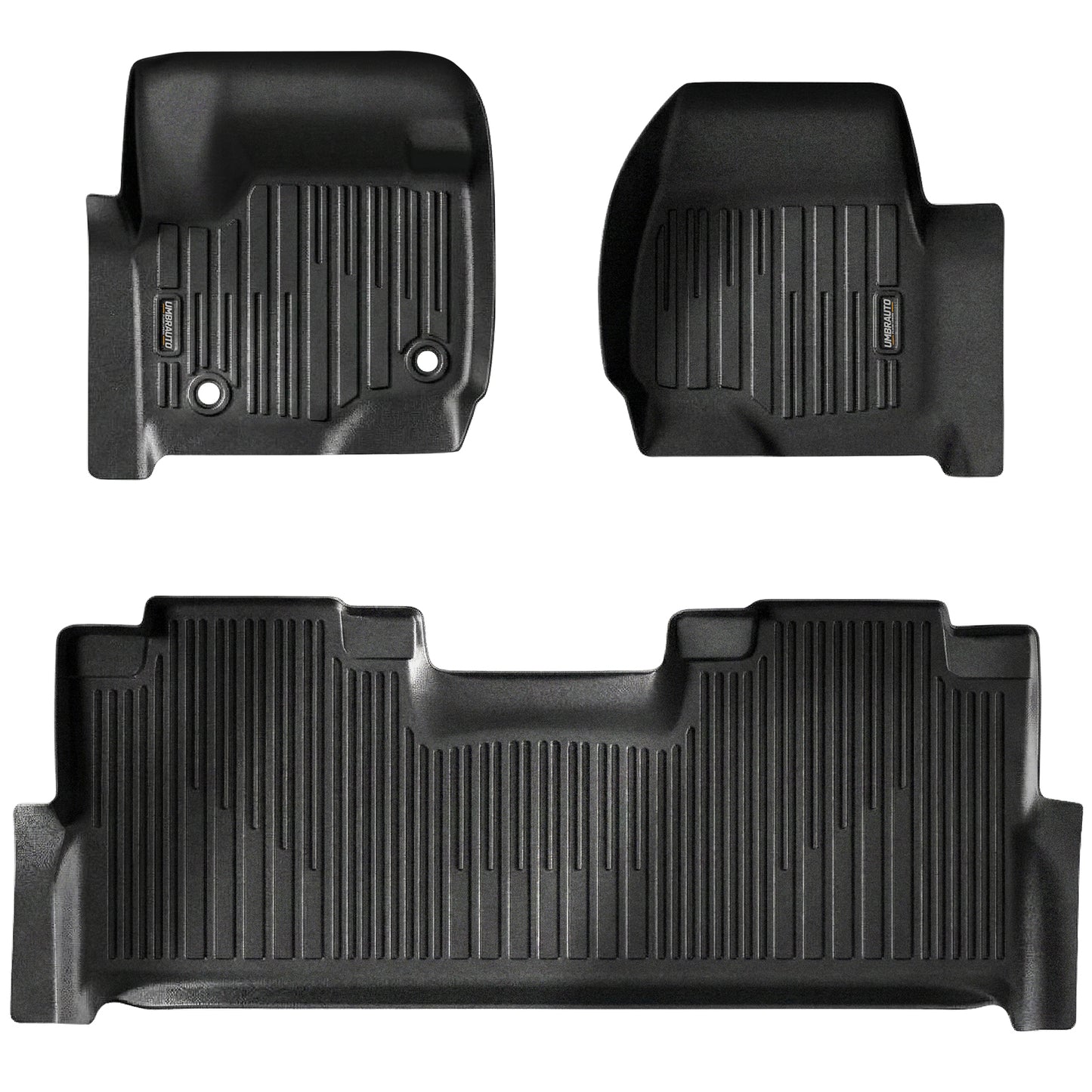 Umbrauto Custom Fit Floor Mats for Ford F250 F350 F450 2017-2025 2026 Super Duty Crew Cab, All Weather Protector TPE Truck Floor Liners for Front Bucket Seats, Rear W/Fold-Flat Storage, Carpet Floor