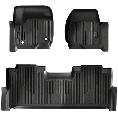 Umbrauto Custom Fit Floor Mats for Ford F250 F350 F450 2017-2025 2026 Super Duty Crew Cab, All Weather Protector TPE Truck Floor Liners for Front Bucket Seats, Rear W/Fold-Flat Storage, Carpet Floor