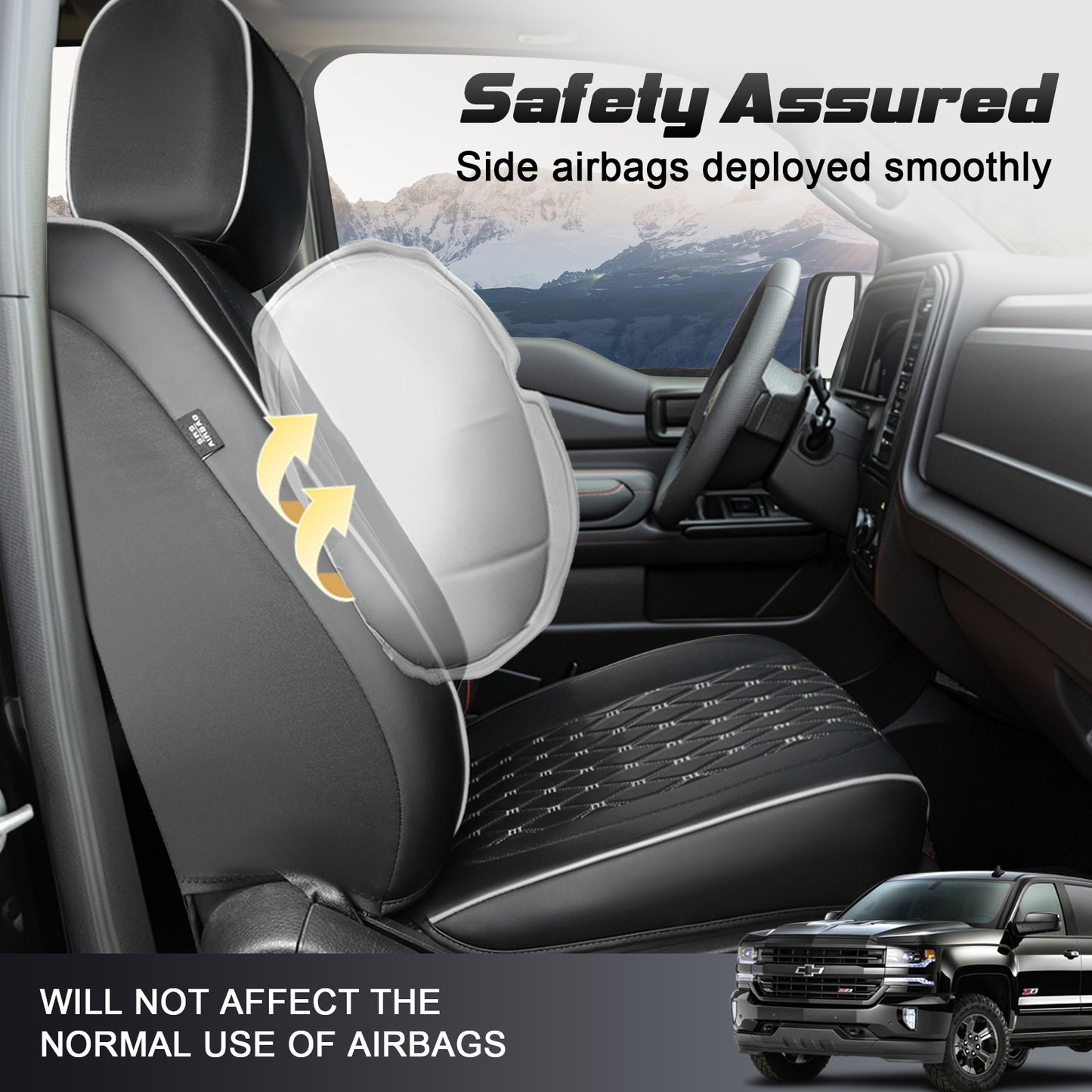 Umbrauto Truck Seat Cover Fit for Silverado and Sierra,Gray