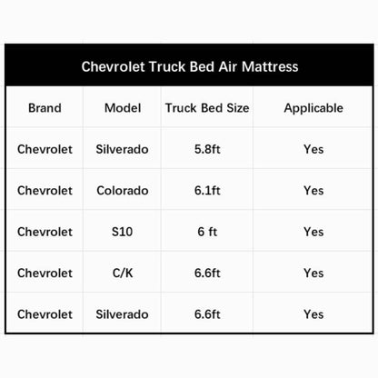 5.5-5.8ft | 6-6.5' Chevrolet Truck Bed Air Mattress