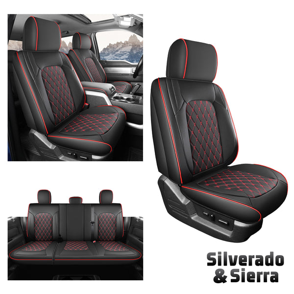 Housse de siège de camion Umbrauto compatible avec Silverado/Sierra, rouge