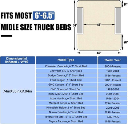 6-6.5FT Mid Size Truck Bed Air Mattress Umbrauto 1.0