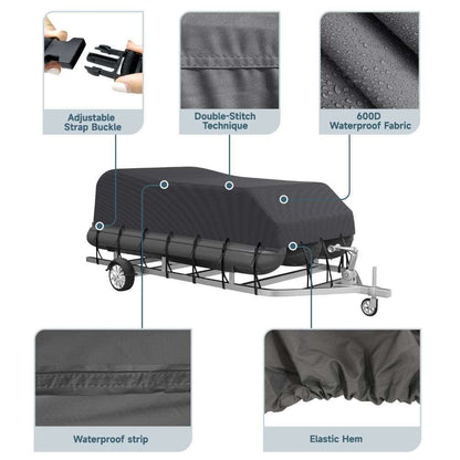 Umbrauto 600D Pontoon Boat Cover, Dark Gray