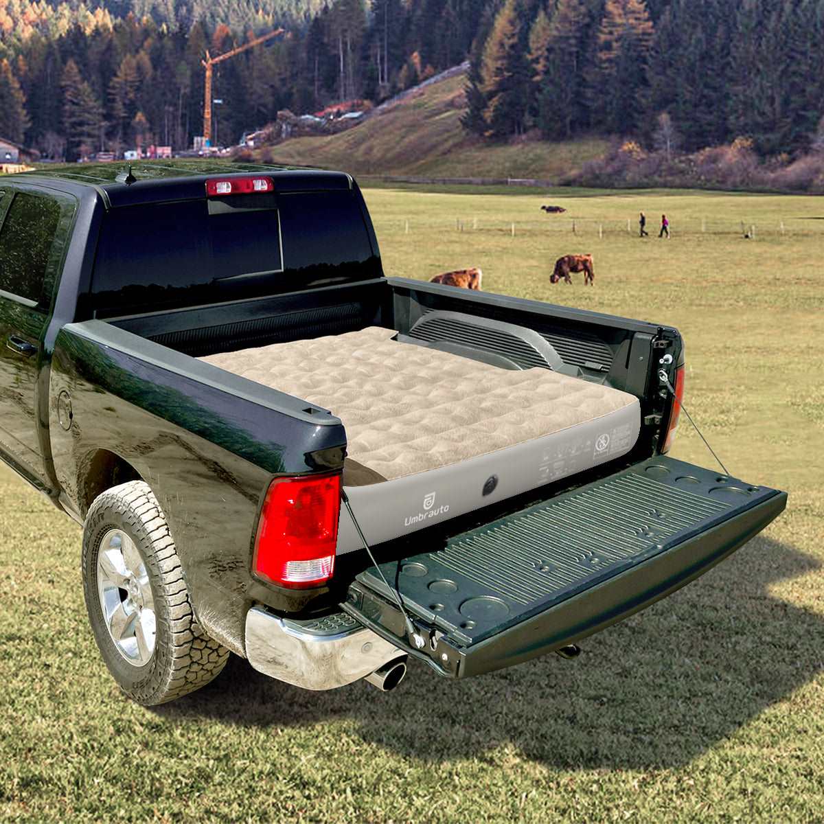 5.5-5.8FT Short Truck Bed Air Mattress Beige Umbrauto，Beige