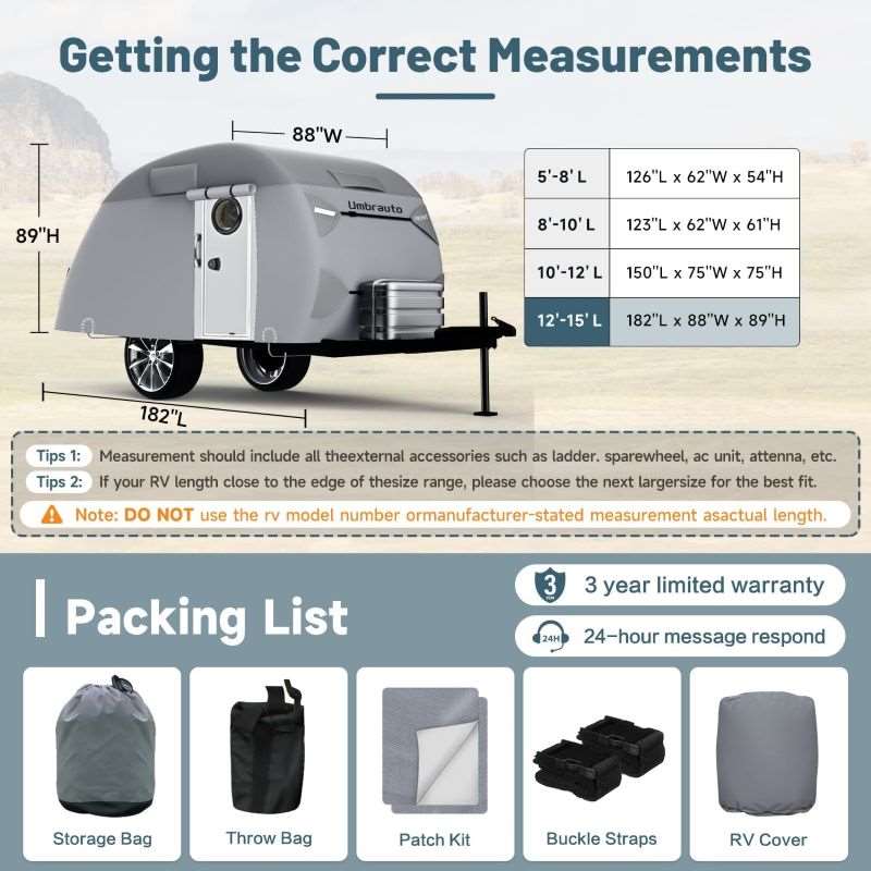 Umbrauto 7 Layers Teardrop Travel Trailer Cover